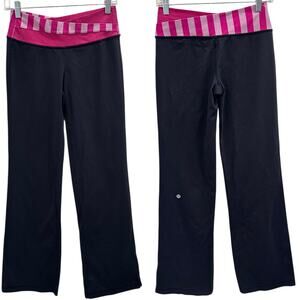 Lululemon Astro Flare Yoga Low-Rise Pant Full-On Luon Black Pink Berry Stripe